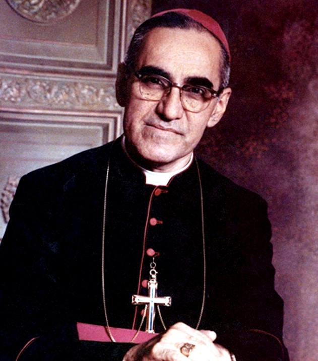 Color photograph of Archbishop Oscar Romero in clerical dress, wearing glasses