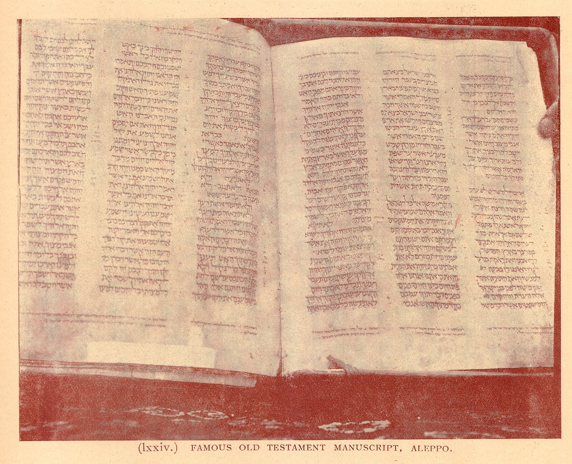 Black and white photograph of a manuscript page with Hebrew text in columns, vowel signs and small marginal notes