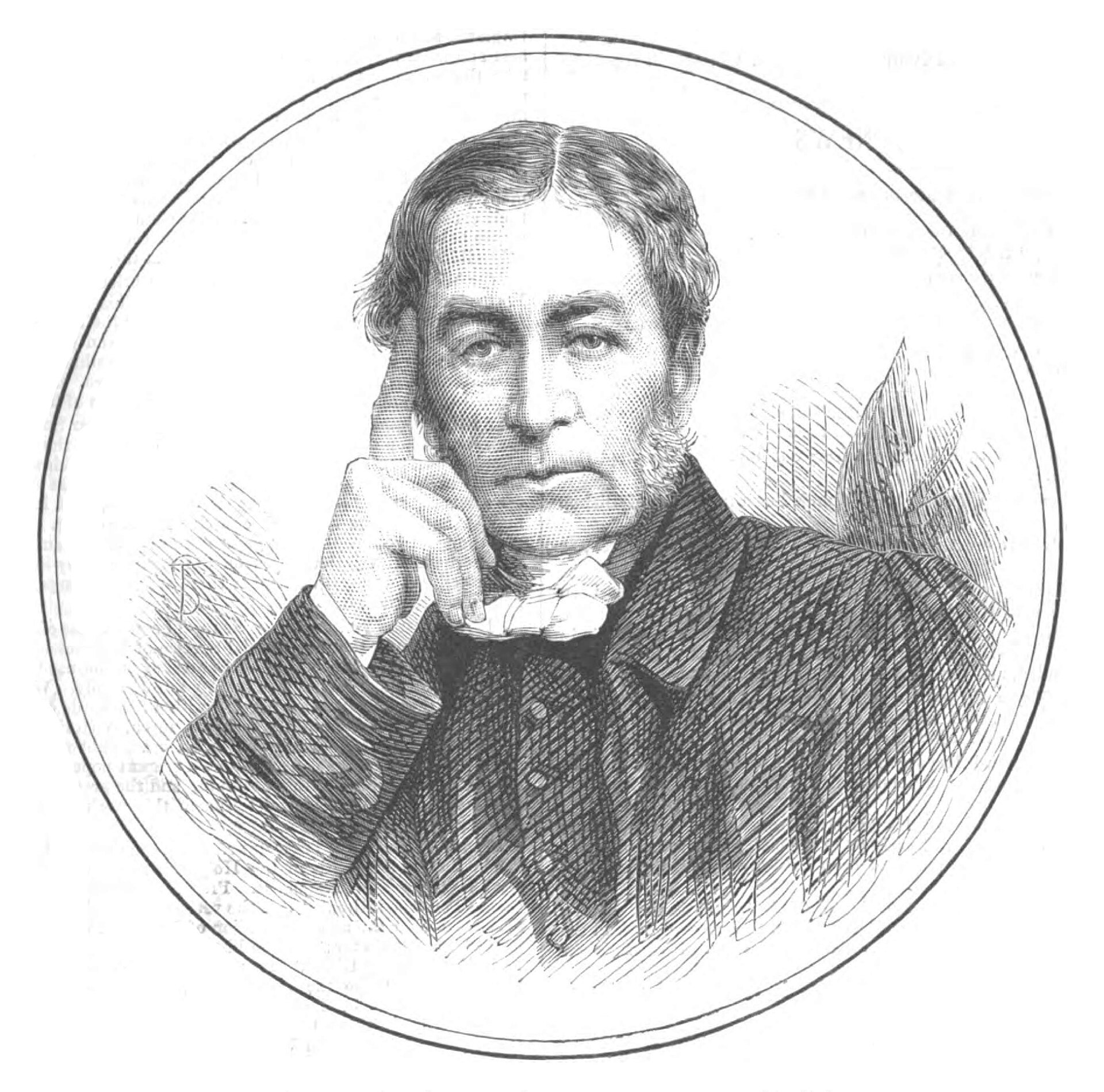 Old photograph of an older clergyman with a high forehead and white side hair, seated, wearing a dark coat and white neckcloth