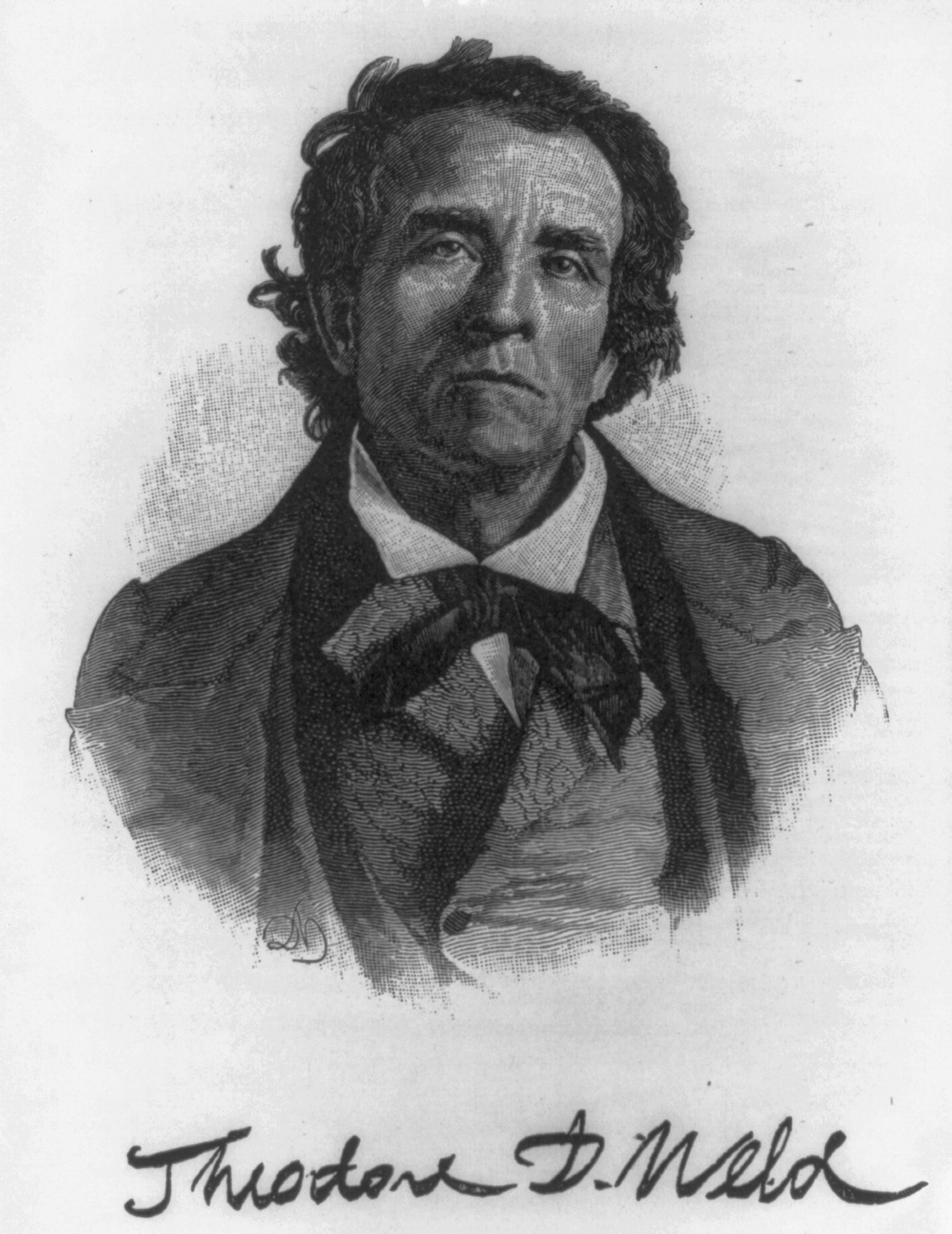 Wood engraving of an elderly man with a full white beard and swept-back hair, shown from the shoulders up, wearing a dark coat