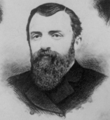 Engraved bust portrait of a bearded man in a dark coat