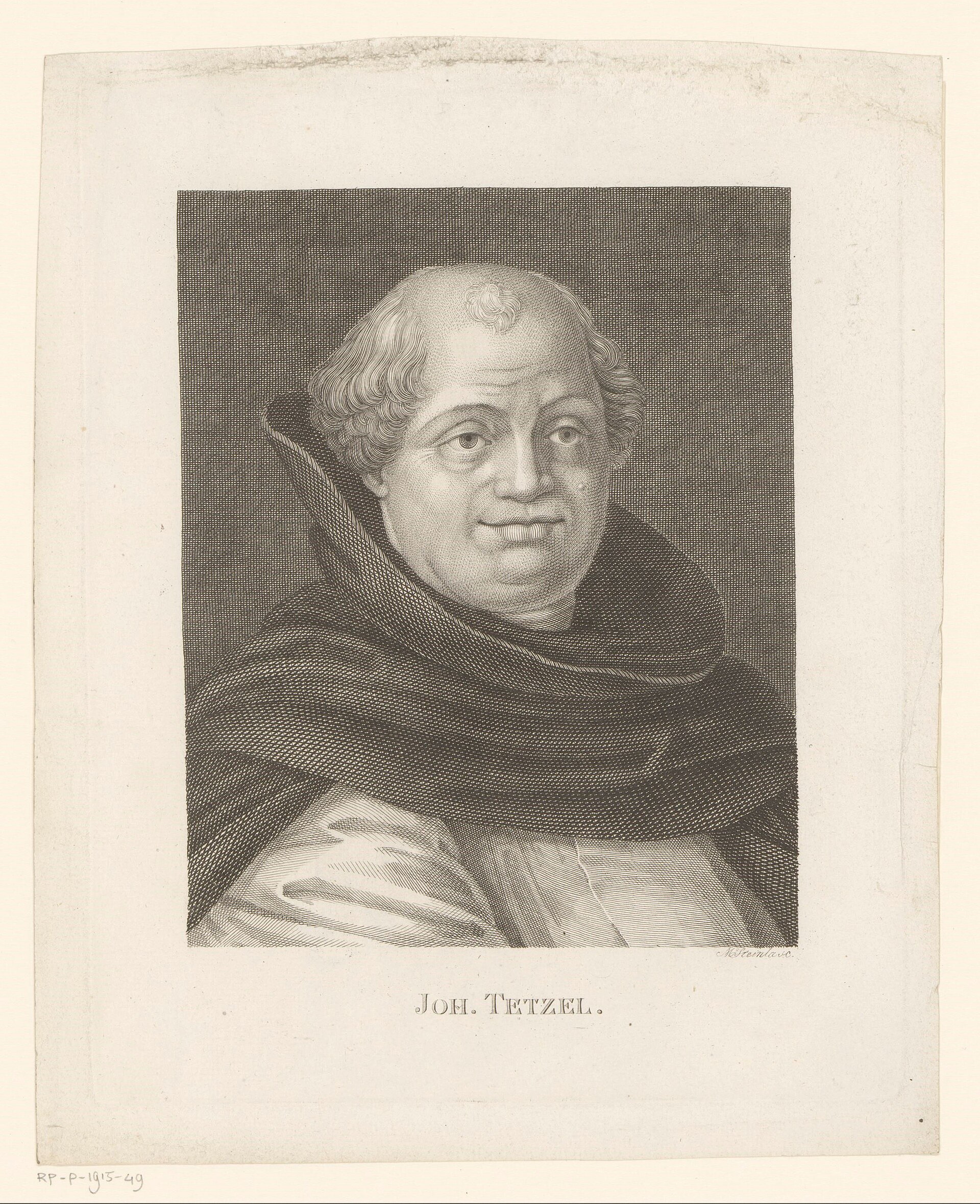 Engraved head-and-shoulders portrait of a man in a Dominican hood with a broad face, framed in an oval with lettering beneath