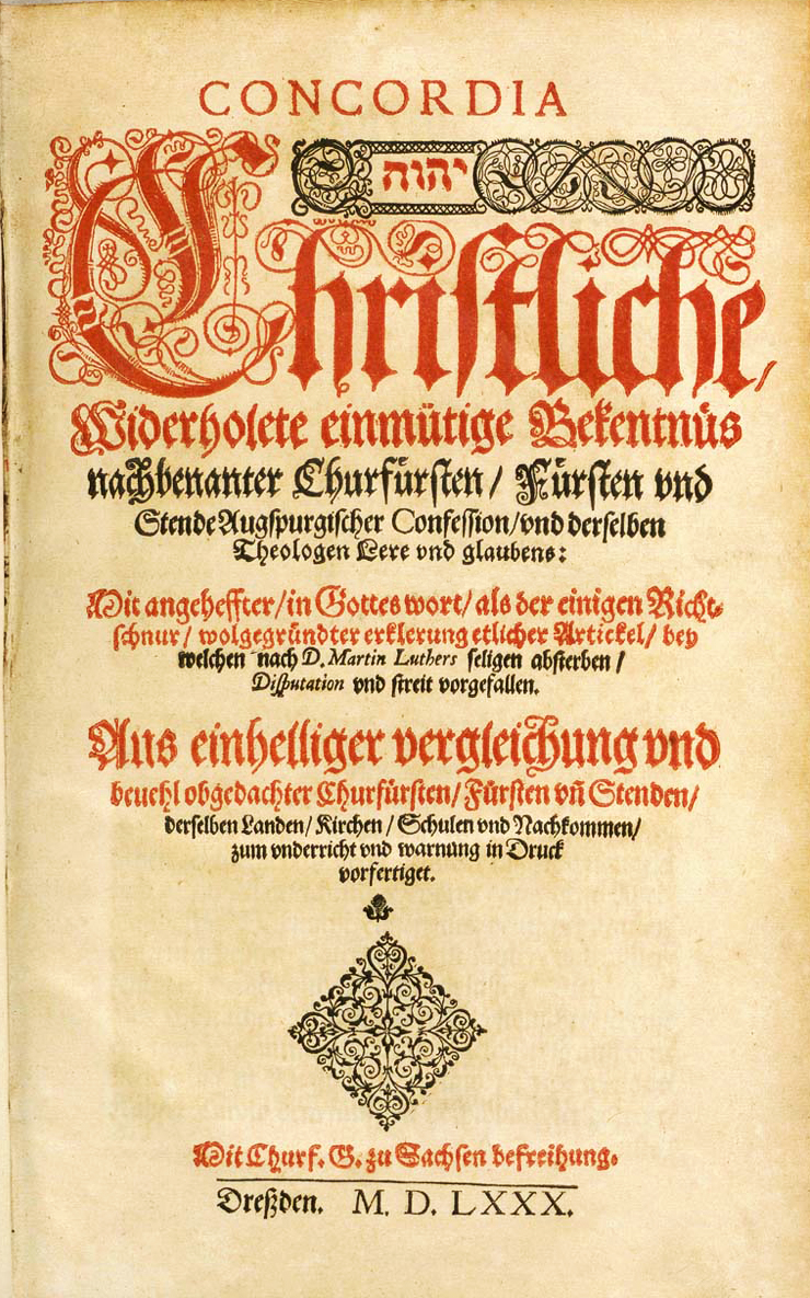 Printed title page in German black-letter type with a decorated border and a large opening word Concordia