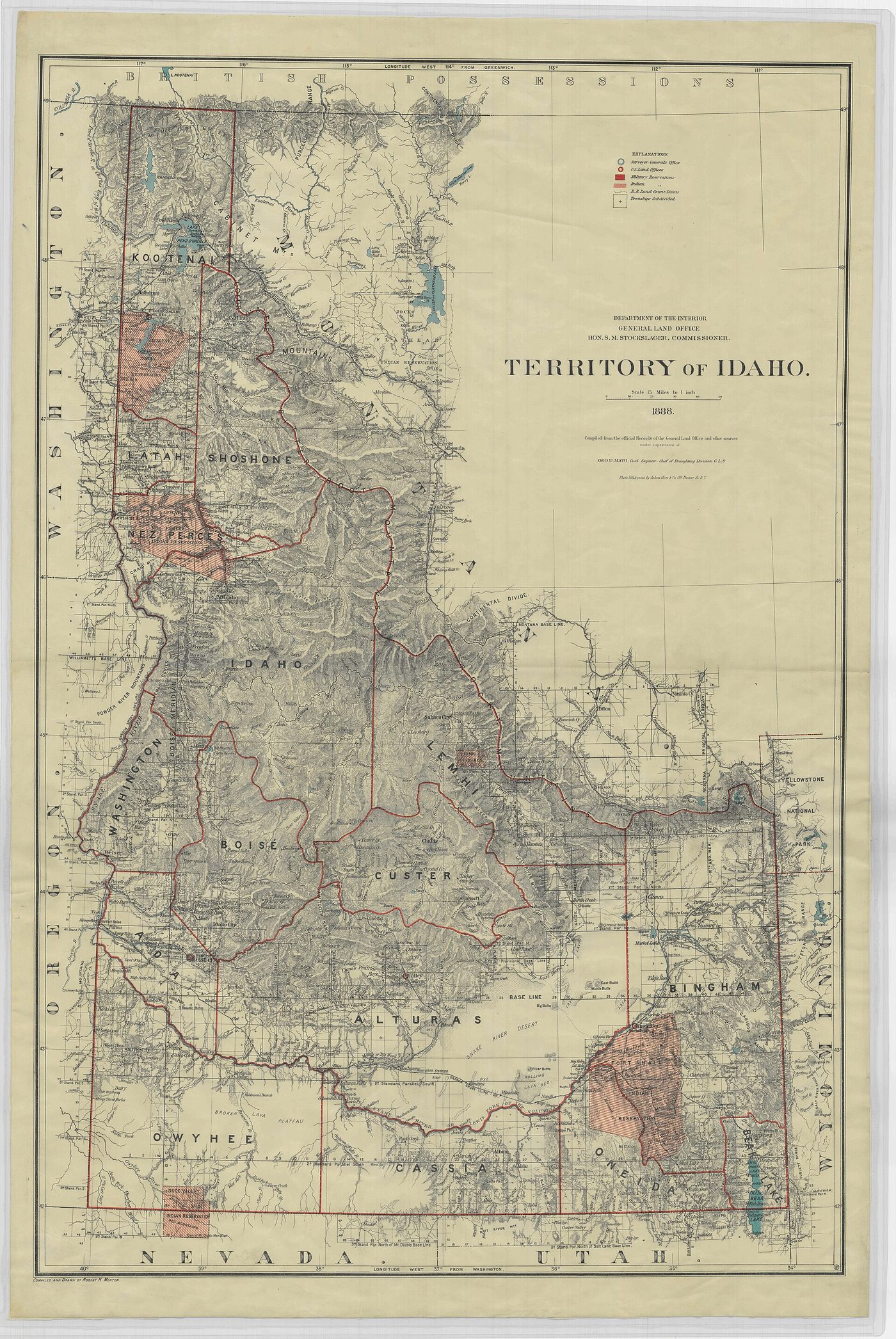 1888 federal map of Idaho Territory