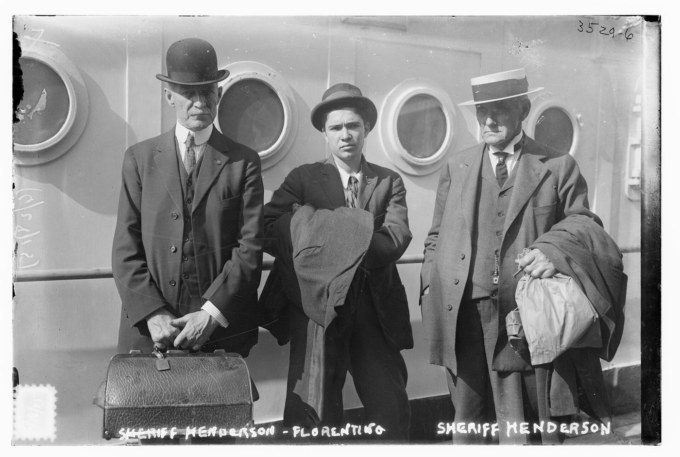 Bain News Service press photograph titled Florentino, Sheriff Henderson, about 1910, showing a sheriff posed for news cameras