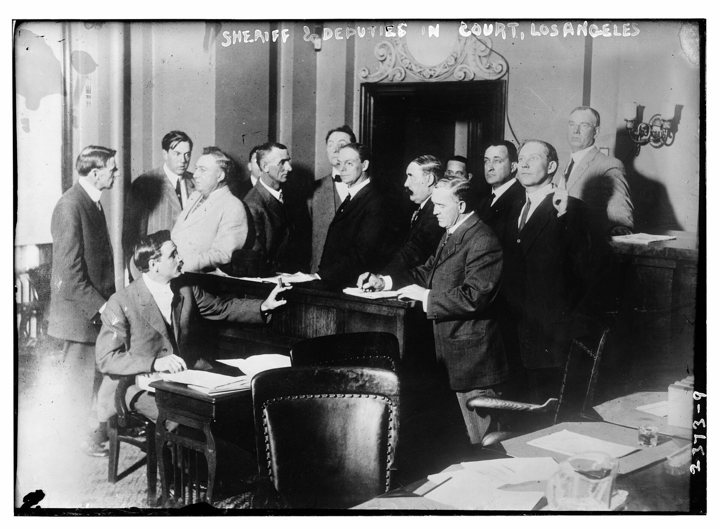A sheriff and his deputies posed together in Los Angeles, about 1910