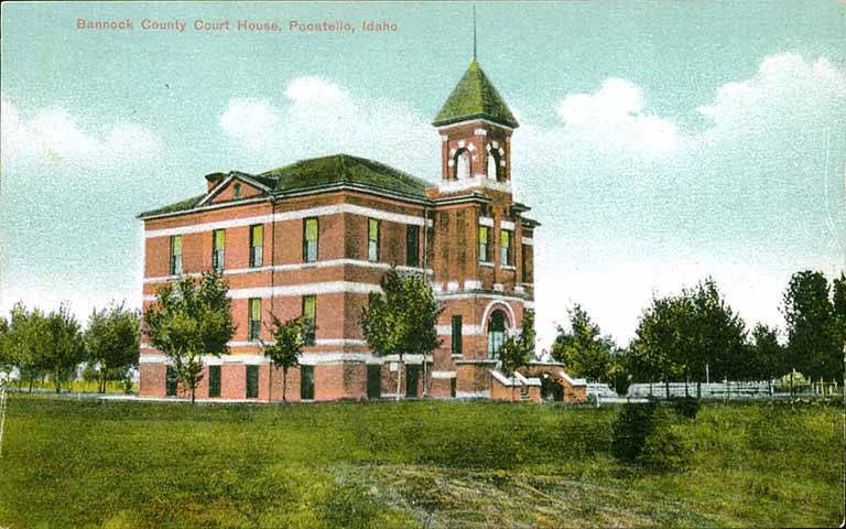 Postcard view of the Bannock County Court House in Pocatello, Idaho, about 1910