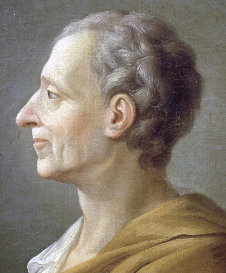 Portrait of Montesquieu, a man in a powdered wig and dark coat