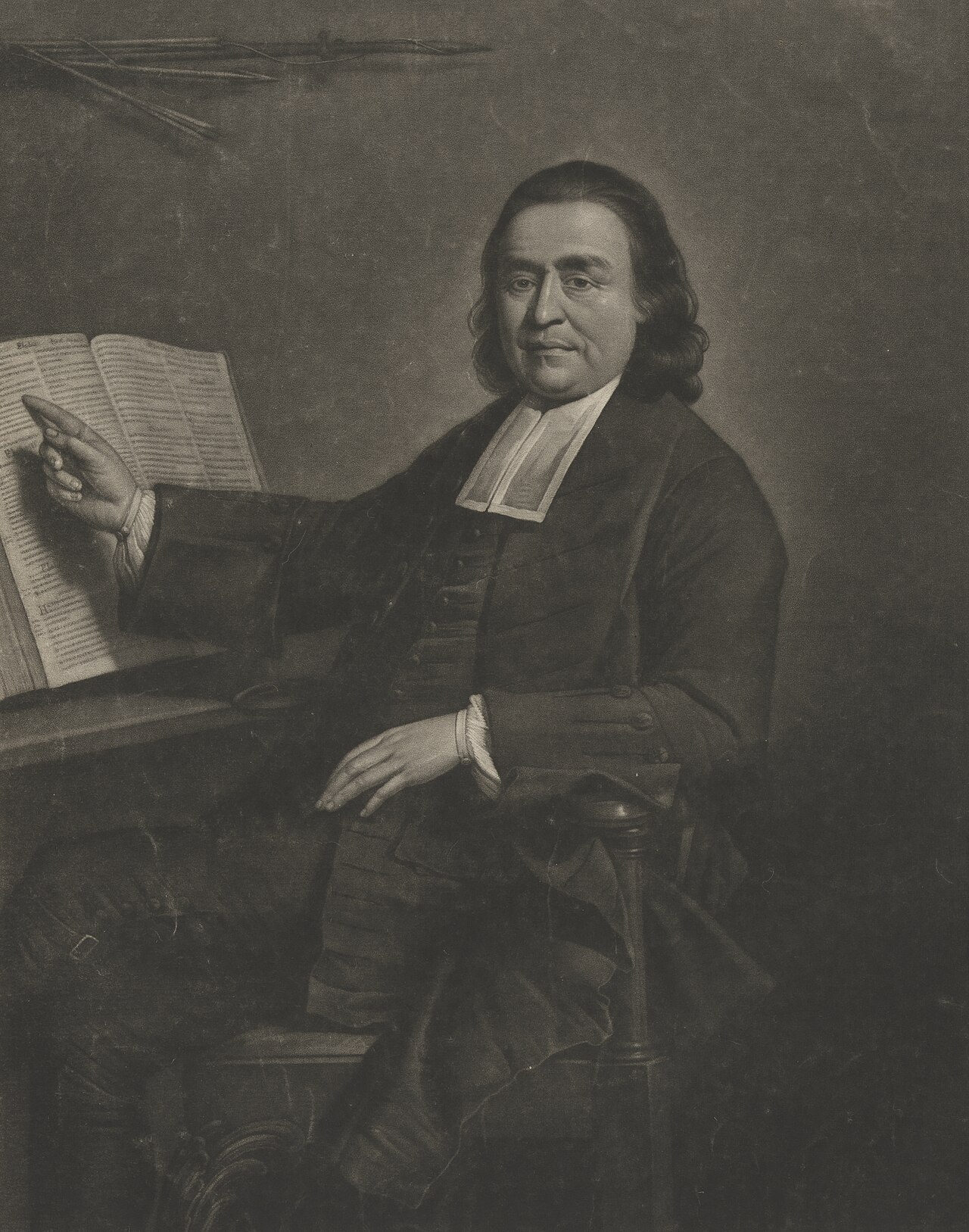 Mezzotint portrait of Samson Occom in a plain dark coat and white neckcloth, shown from the chest up
