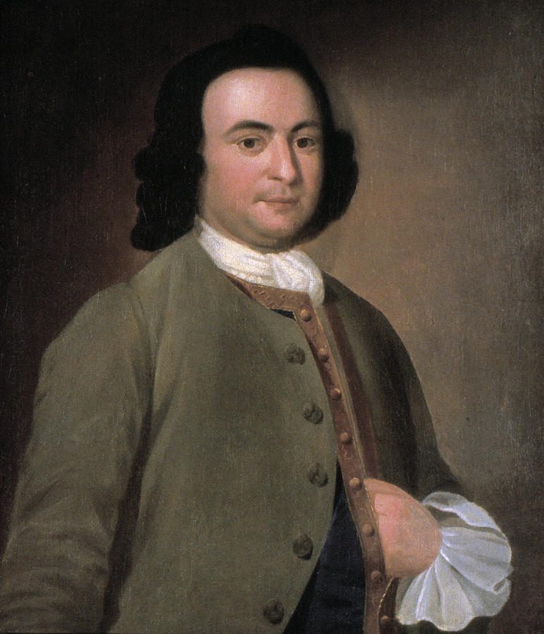 Painted portrait of George Mason in a dark coat with white cravat