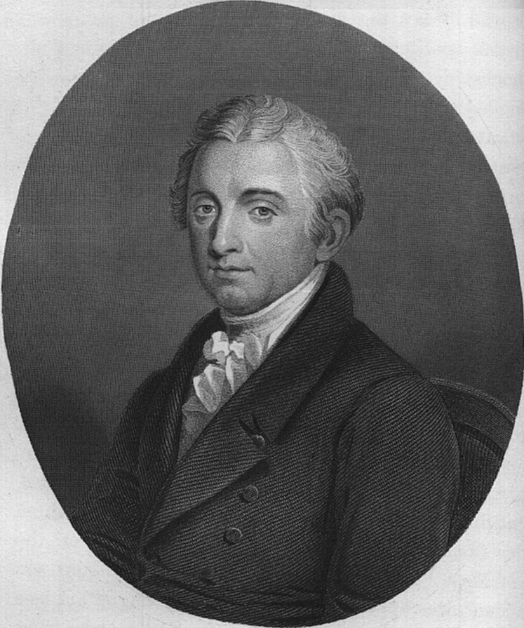 Portrait of Gouverneur Morris, a man with a high forehead and dark coat
