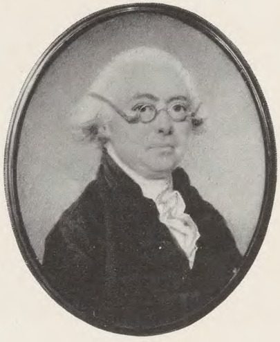 Oval portrait of James Wilson in a white wig and round spectacles