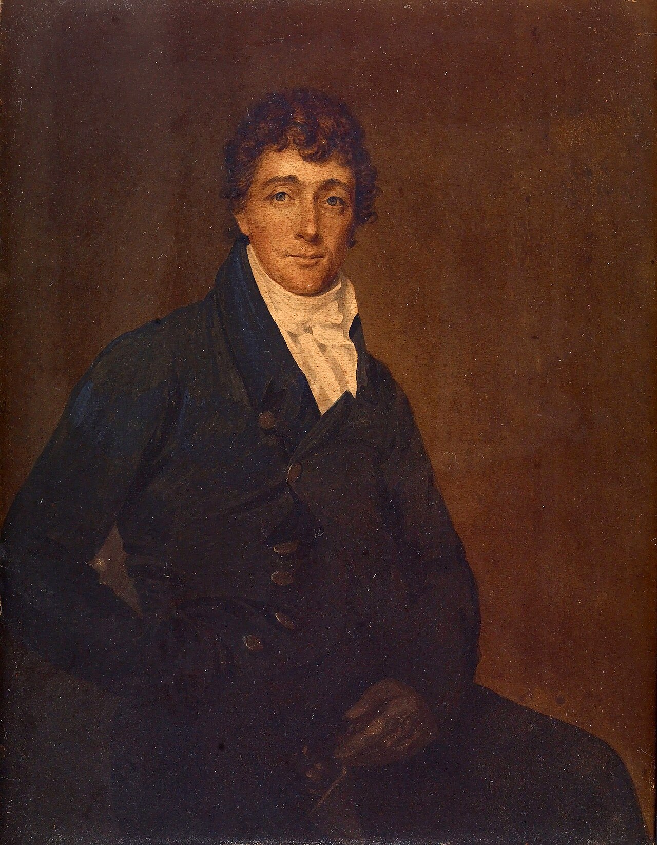 Miniature portrait of Francis Scott Key as a middle-aged man in a dark coat and high white collar