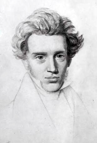 Sketch of the Danish writer Soren Kierkegaard