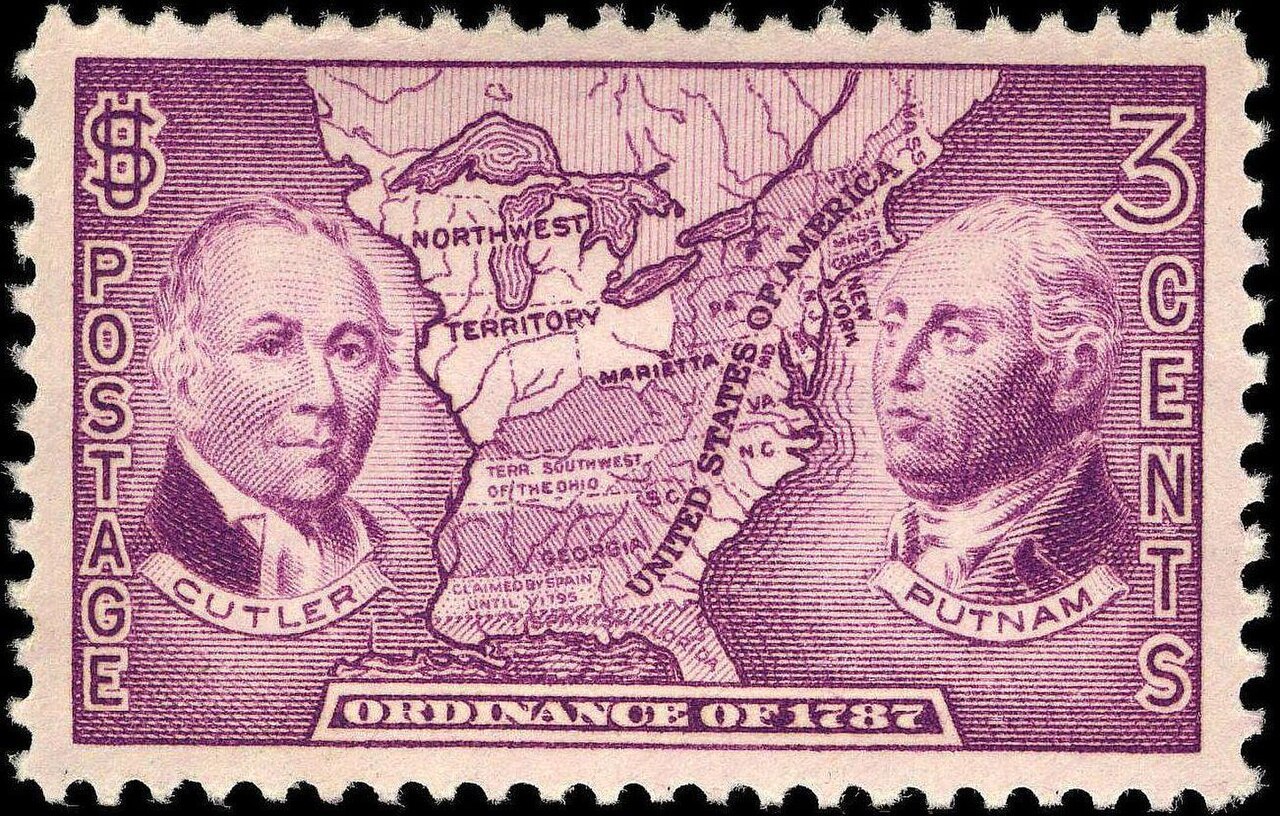 United States three-cent commemorative postage stamp of 1937 marking the Ordinance of 1787