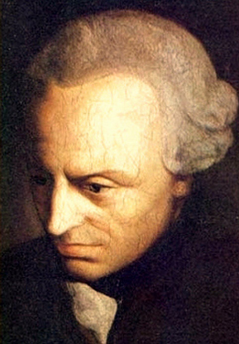 Portrait of Immanuel Kant in late middle age, in a gray powdered wig and dark coat